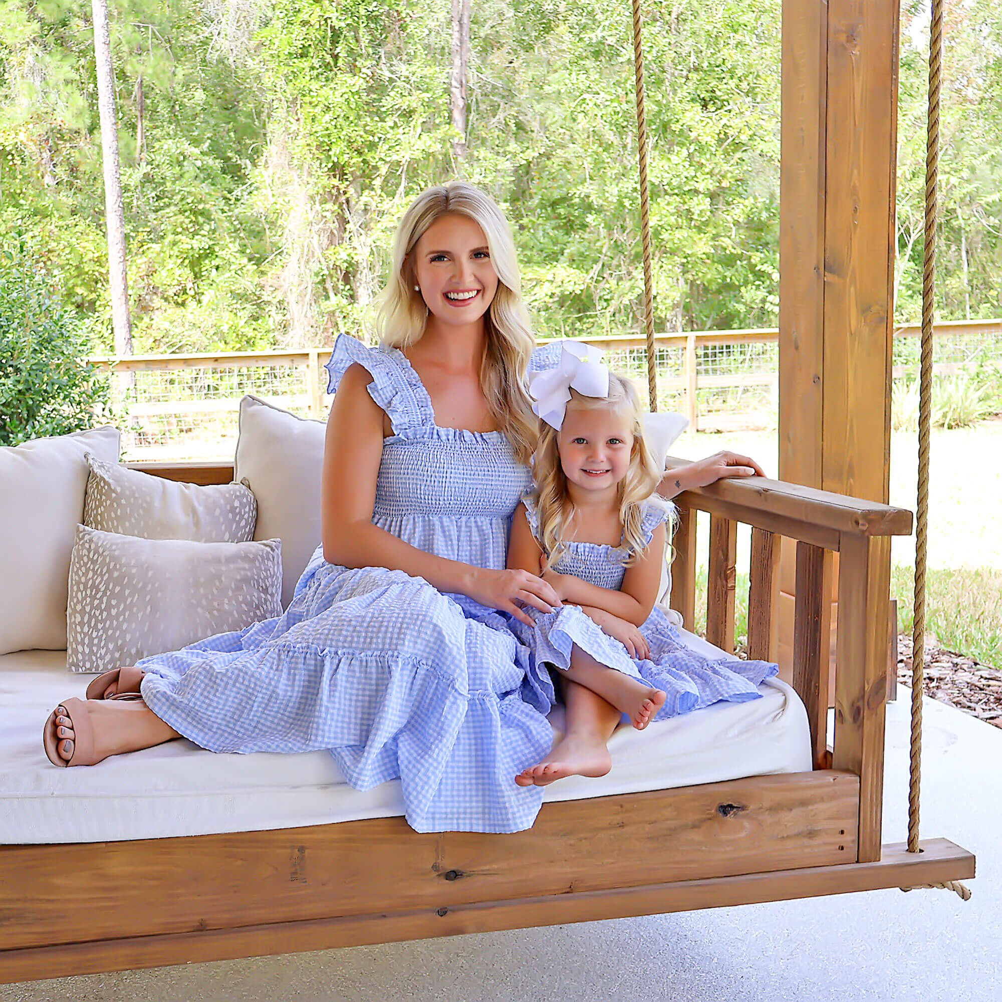 Light Blue Gingham Smocked Willow Dress - Image 4