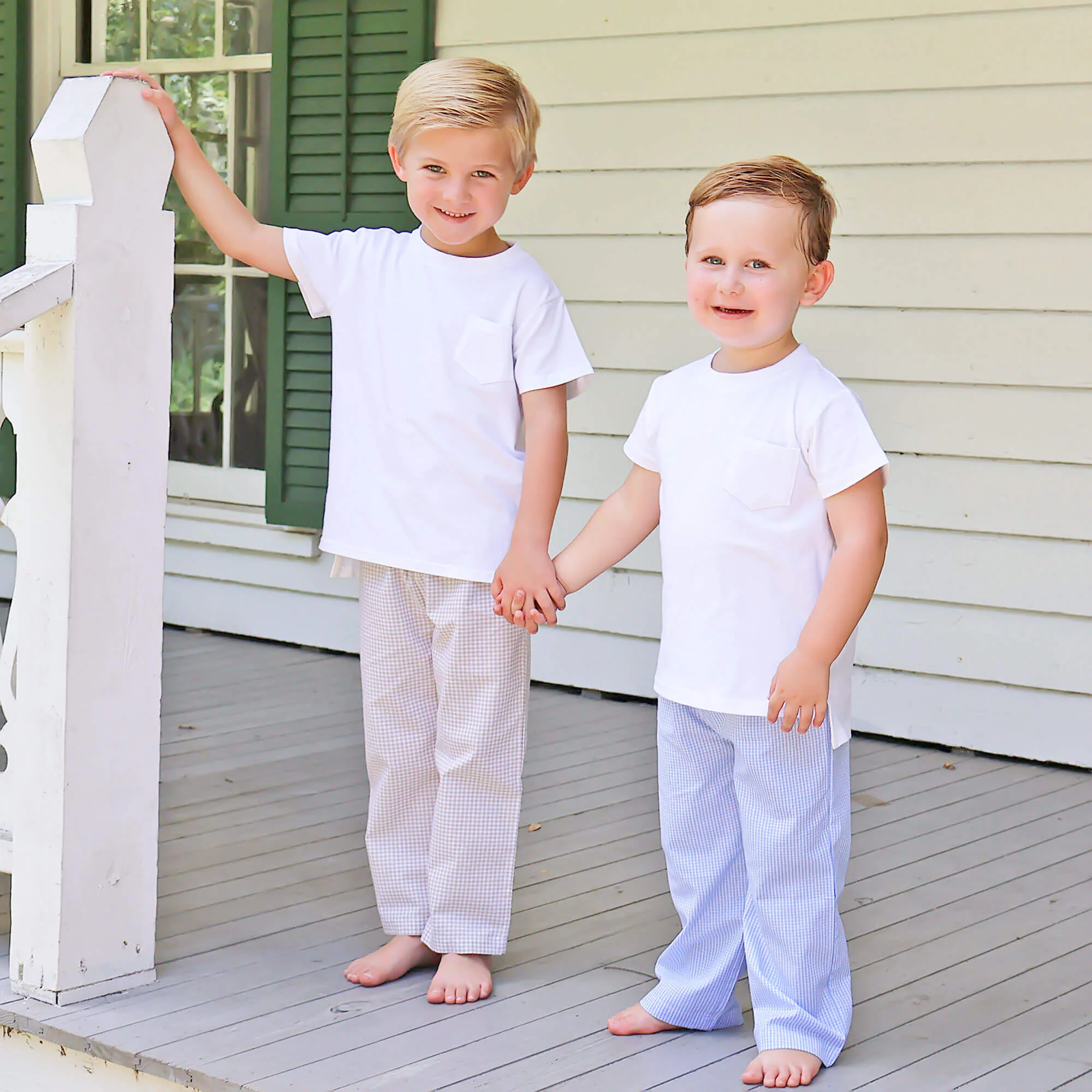 Light Blue Gingham Standard Pants - Image 4
