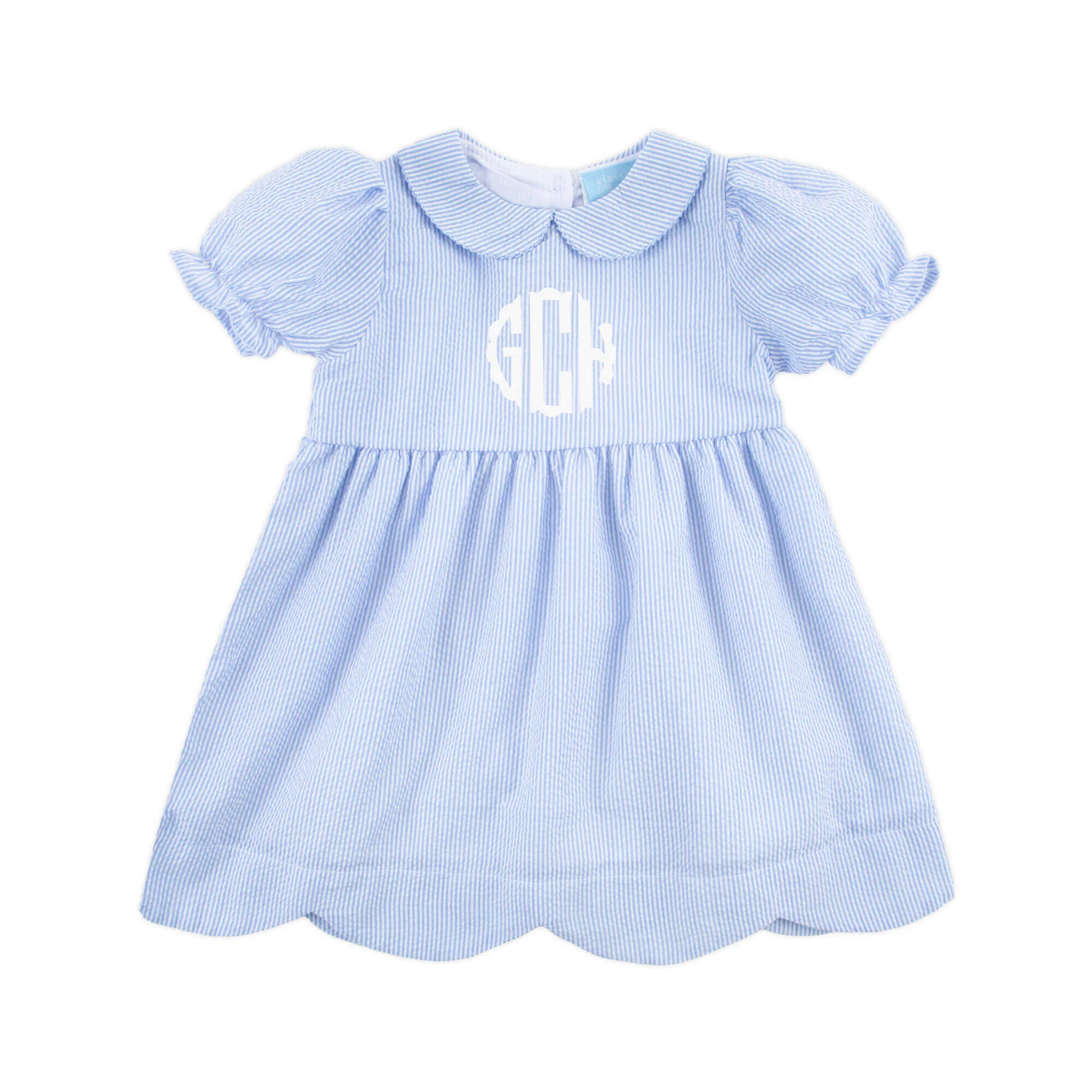 French Blue Stripe Seersucker Collared Dress - Image 2