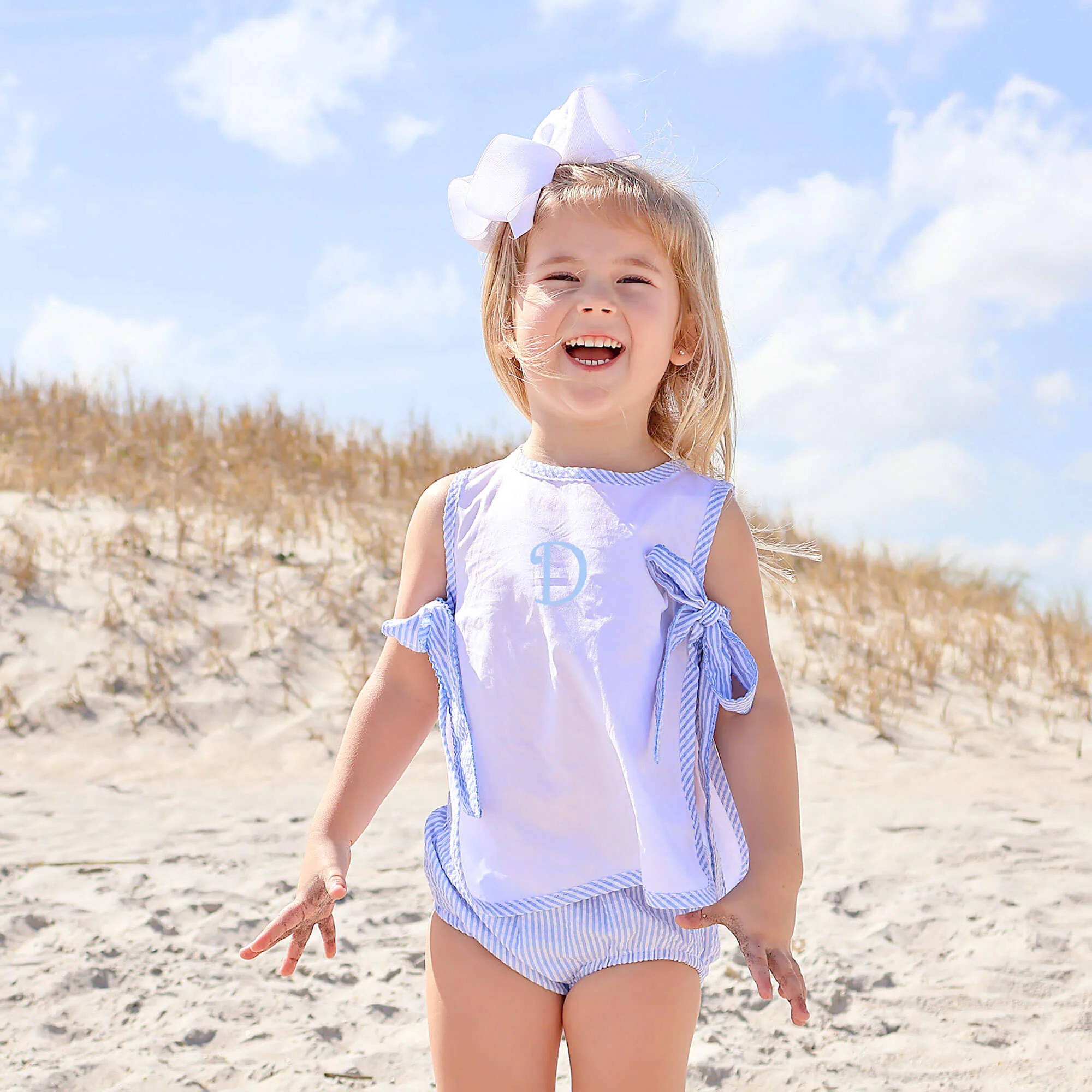 Light Blue Stripe Seersucker Popover Set - Image 2