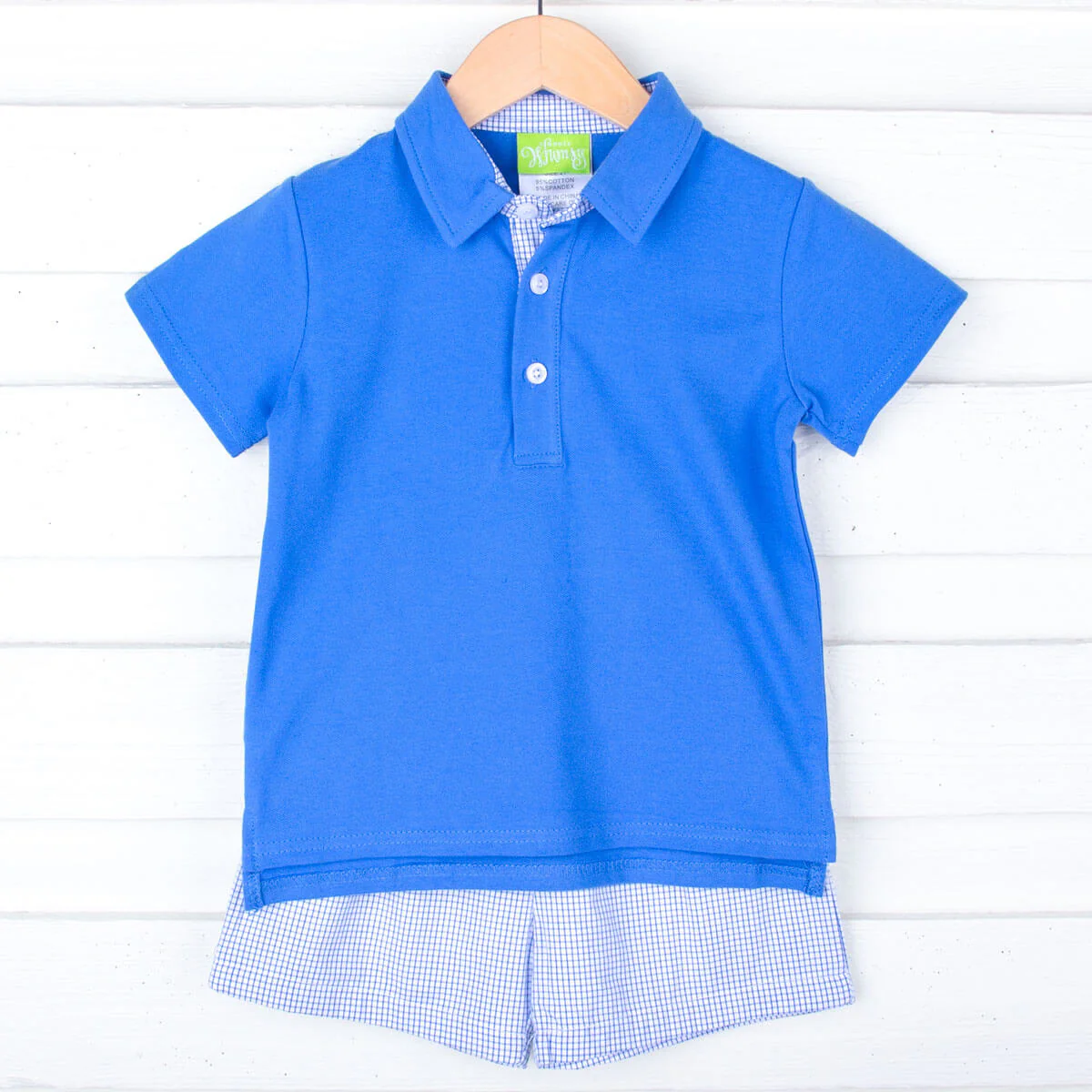 Royal Gingham Polo Short Set - Image 3