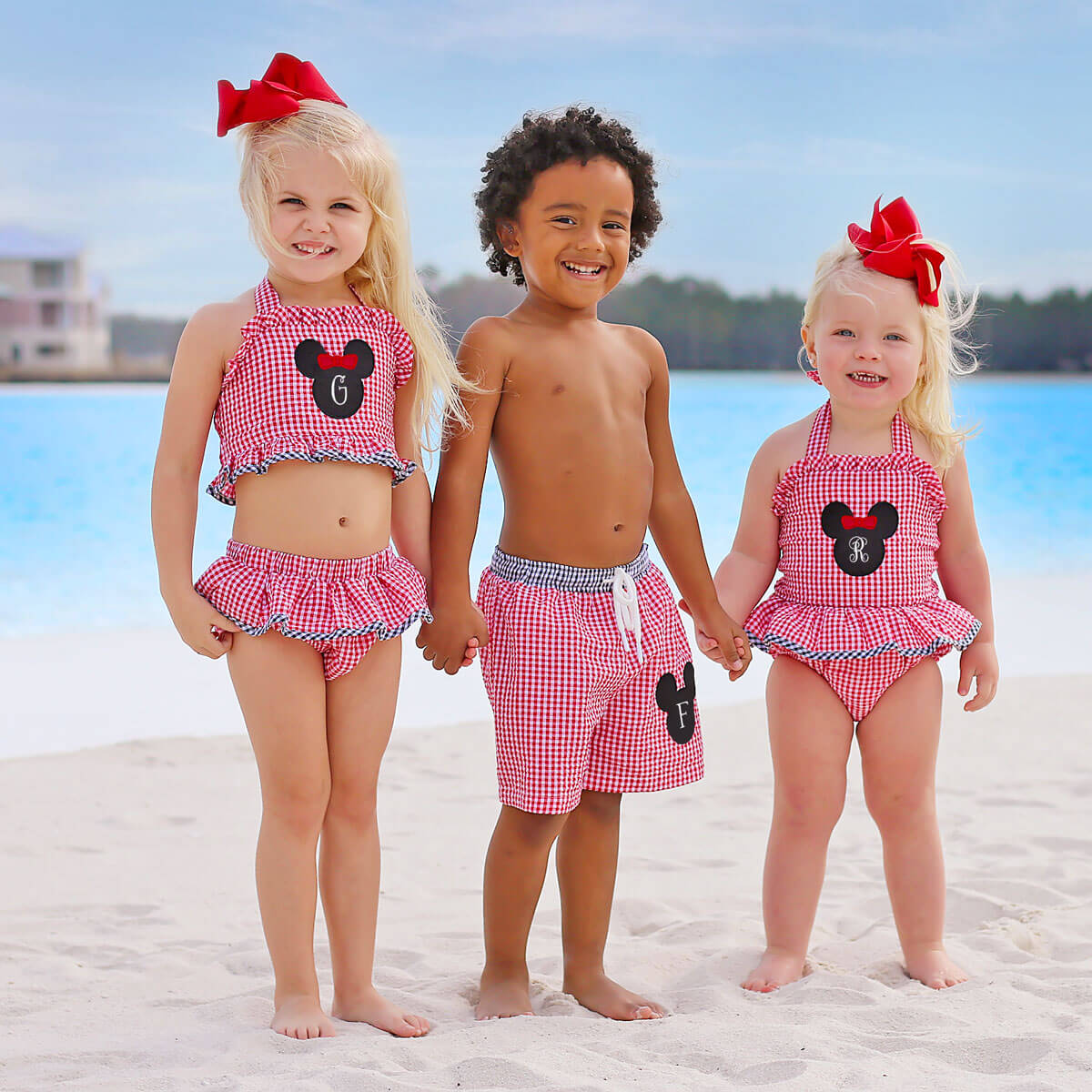 Mouse Ears Red Seersucker Two Piece Swimsuit - Image 3
