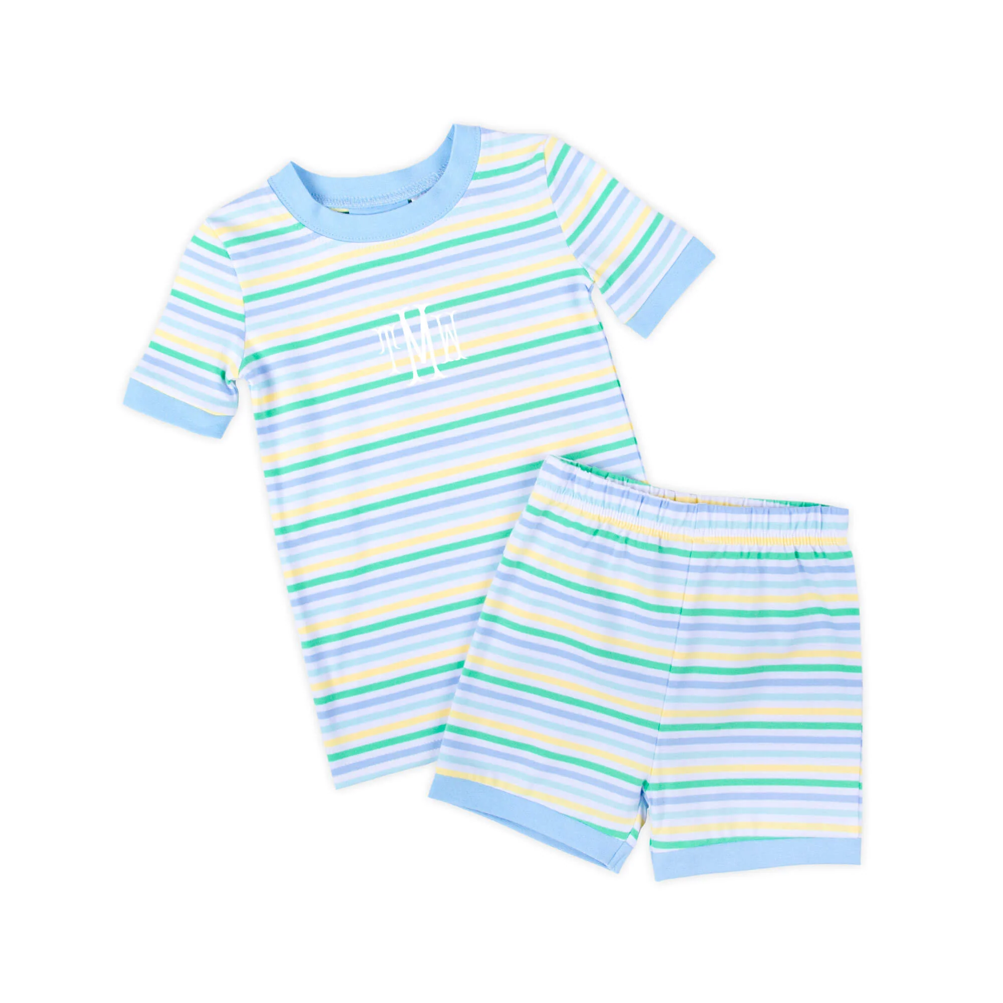 Pastel Blue Stripe Short Pajamas - Image 2