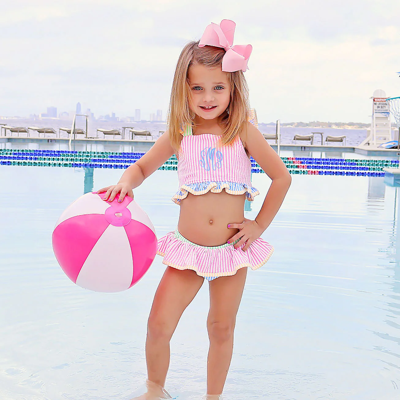 Colorblock Seersucker Two Piece Swimsuit