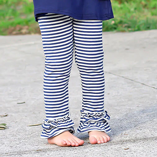 Navy Stripe Knit Leggings