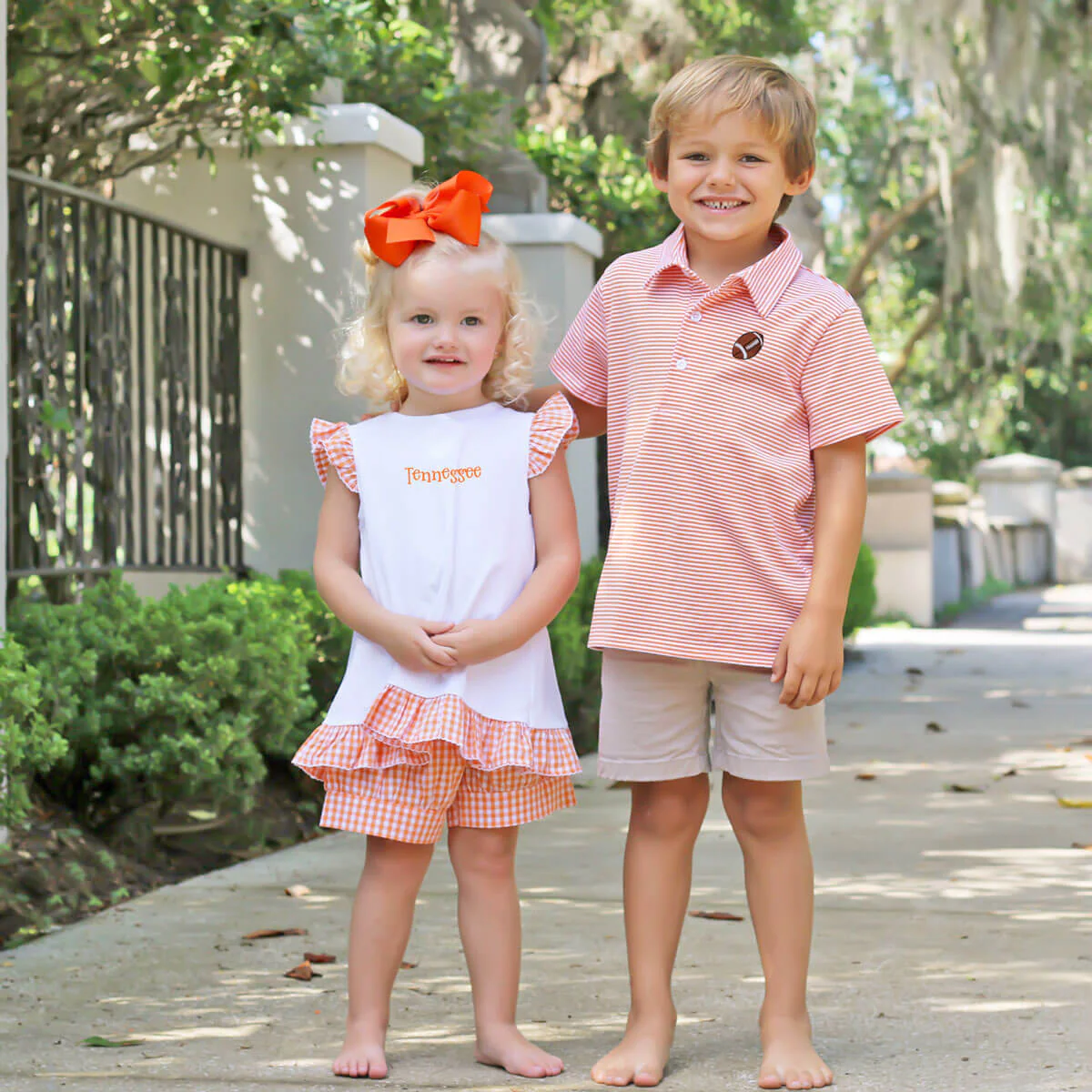 Orange Gingham Tie Back Short Set - Image 7