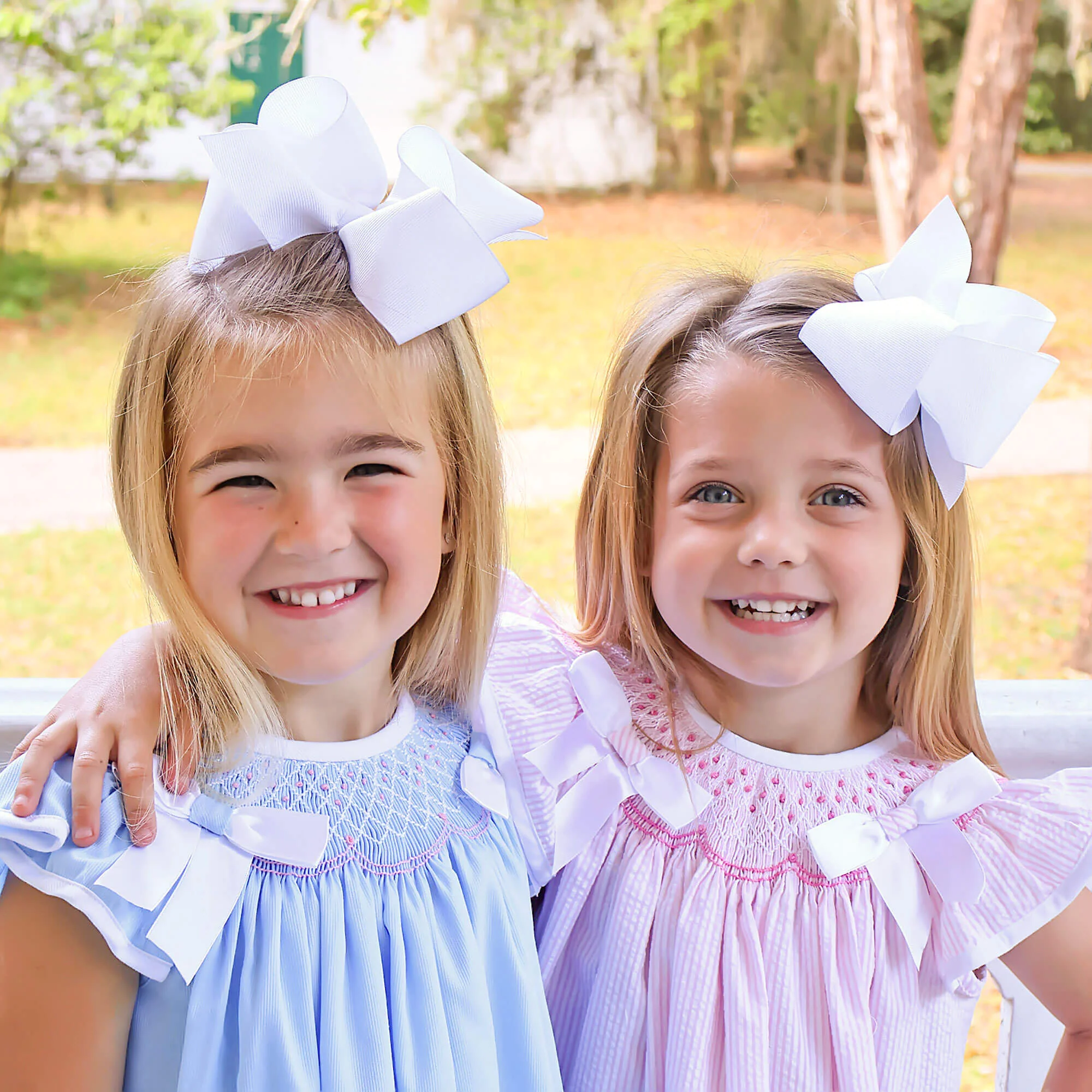 Blue Pique Smocked Bow Bloomer Set - Image 2
