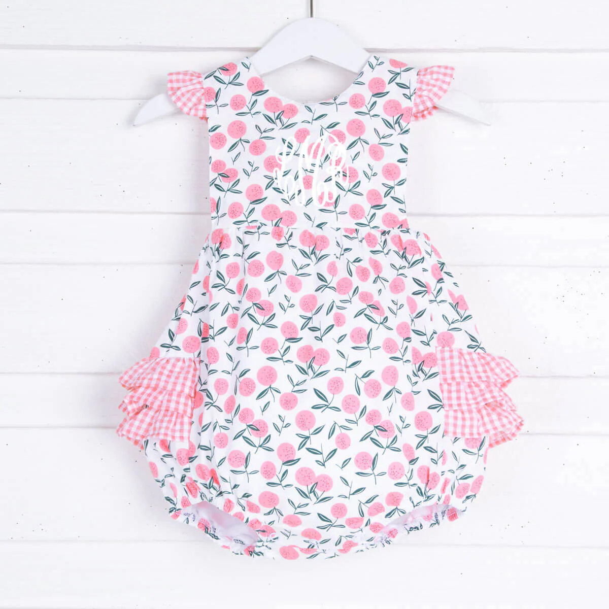 Pink Fruit Print Ruffle Bubble