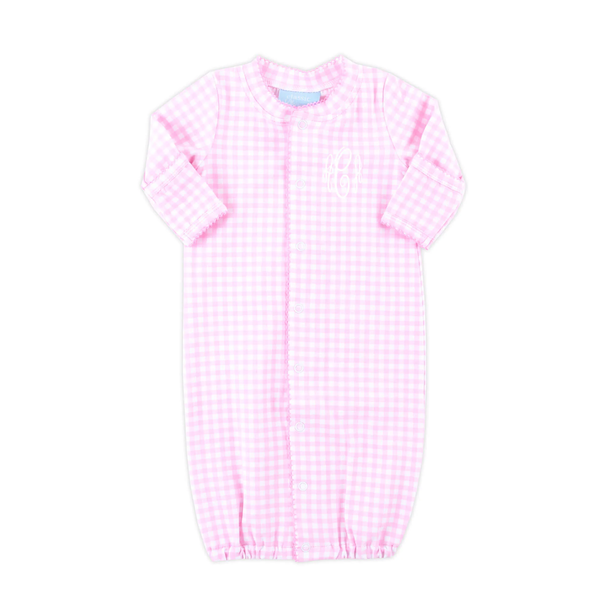 Pink Gingham Layette Gown
