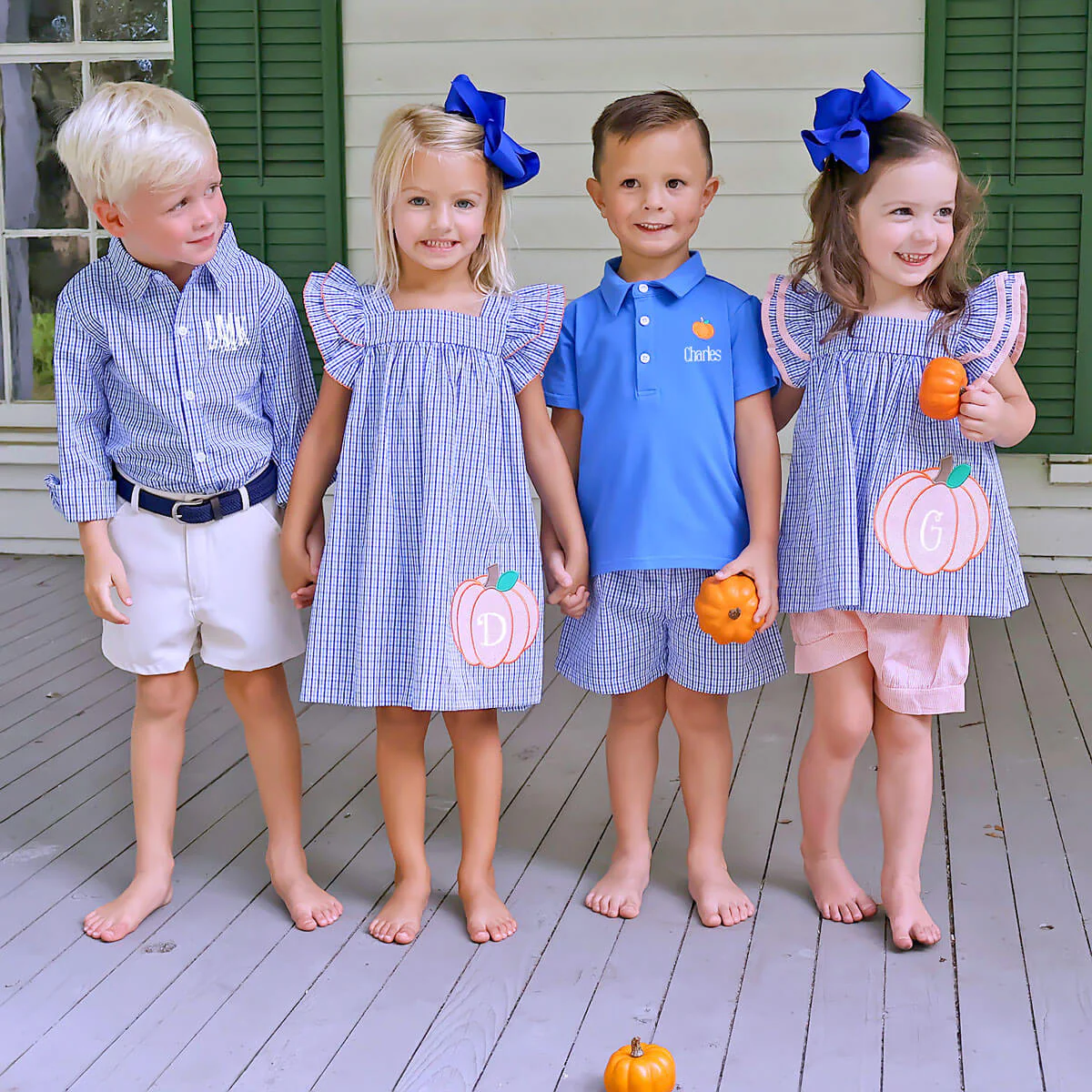 Pumpkin Cutie Royal Blue Gingham Poppy Dress - Image 5