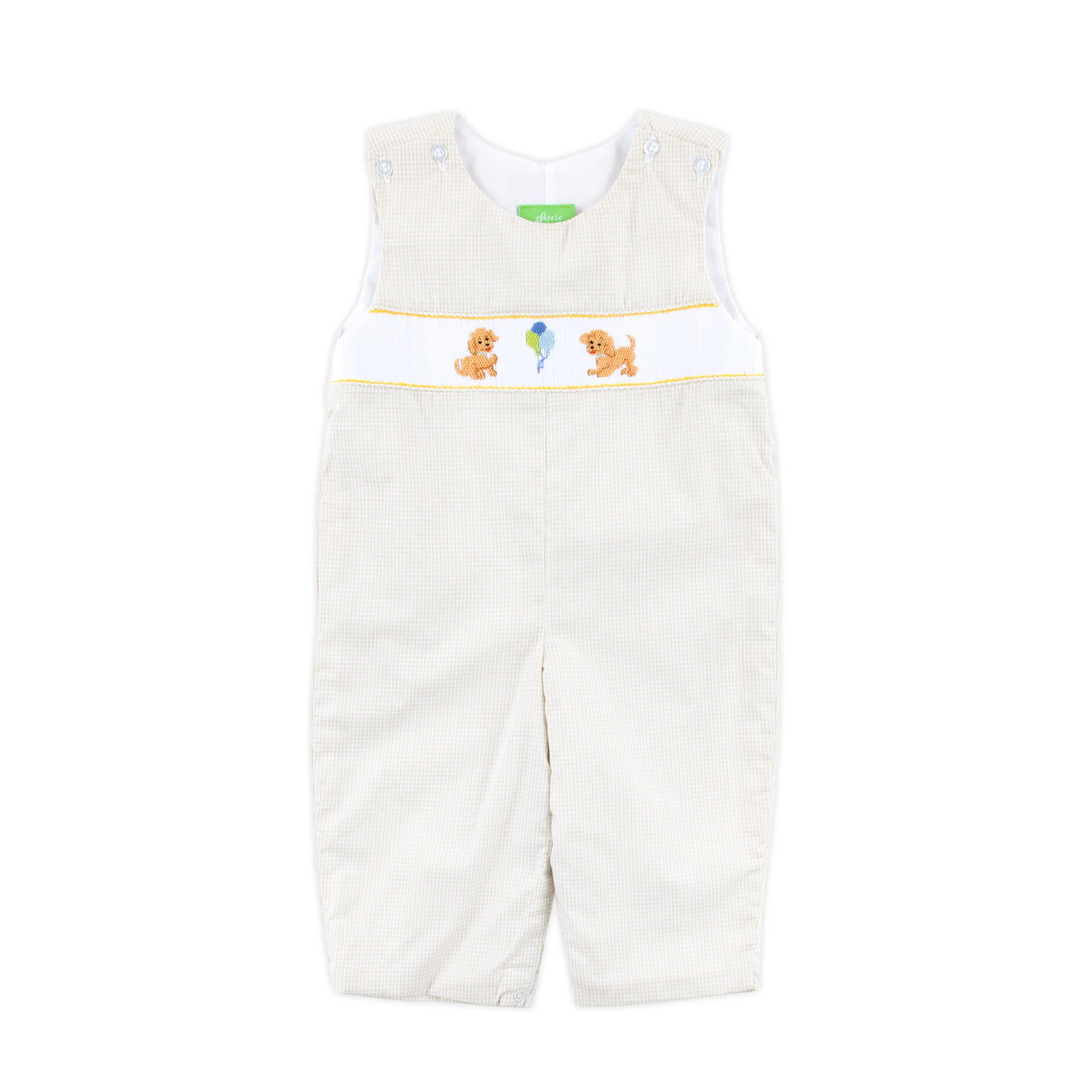 Puppy Party Smocked Tan Longall