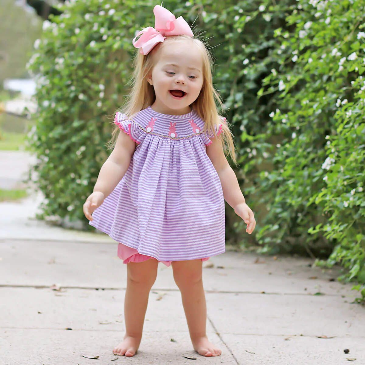 Purple Bunny Bum Smocked Bloomer Set