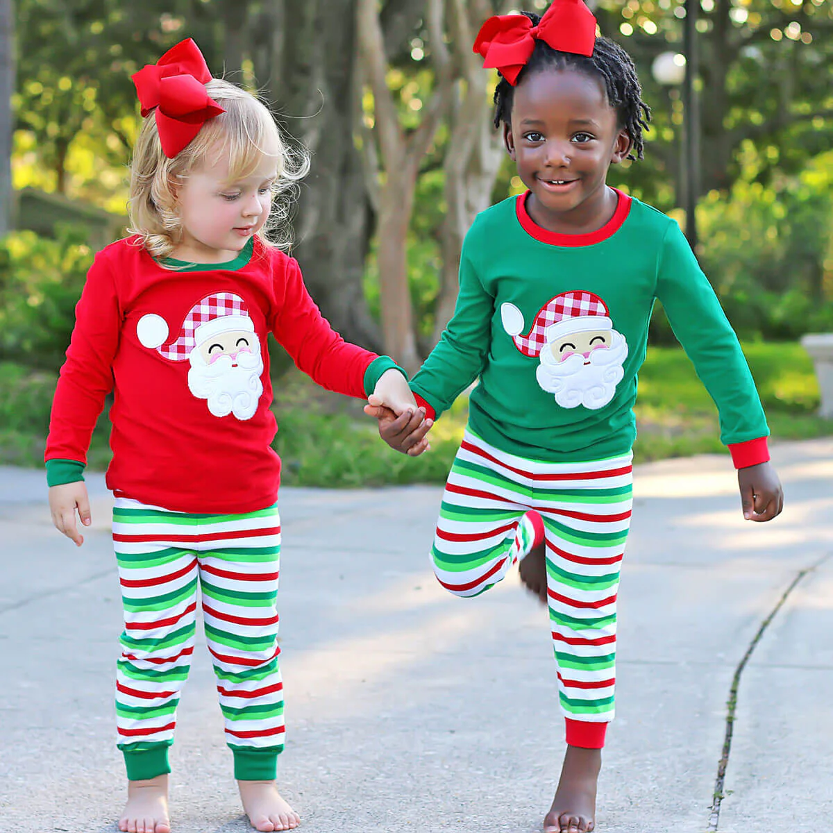 Happy Santa Red Cheerful Stripe Pajamas - Image 7