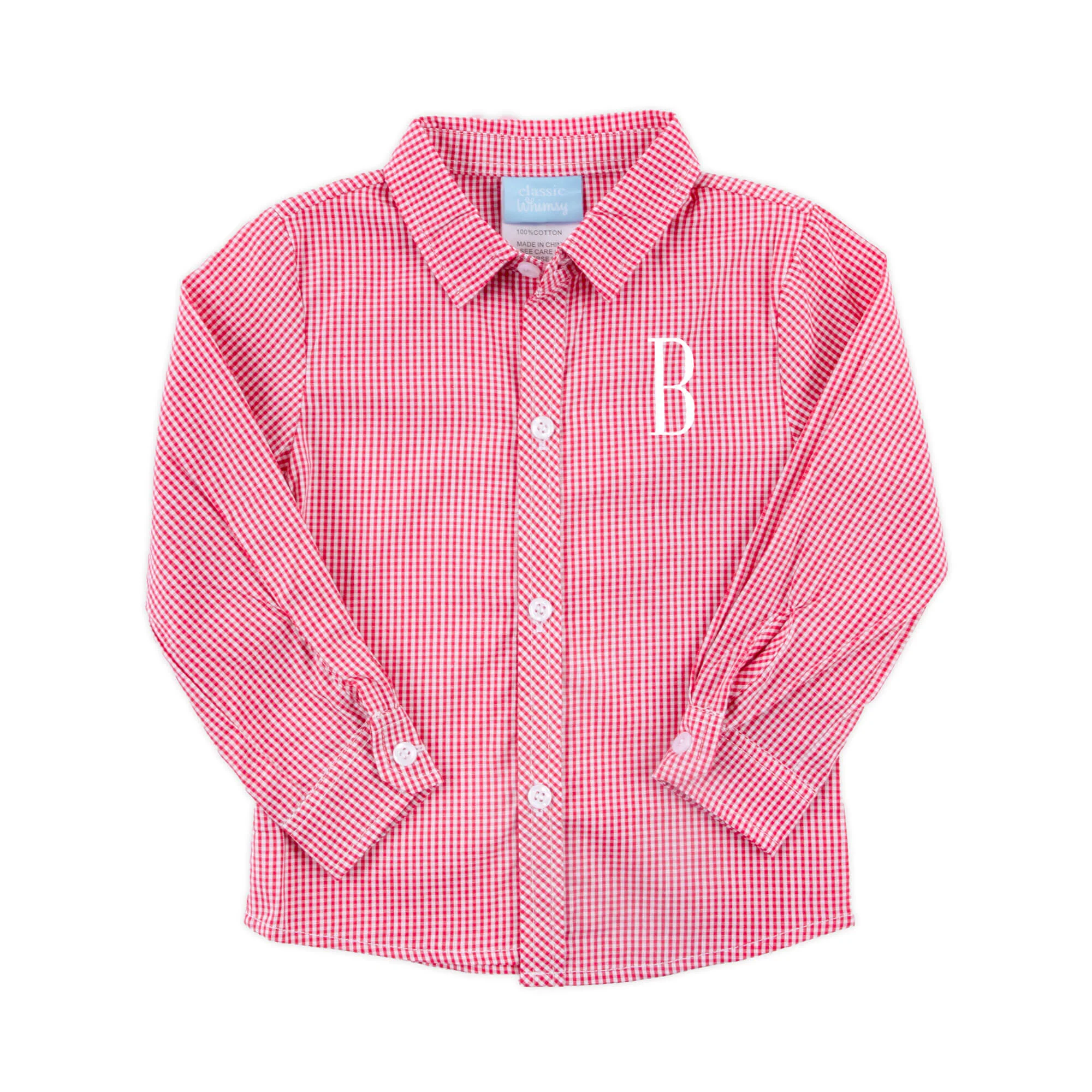 Gingham Button Down Shirt Red