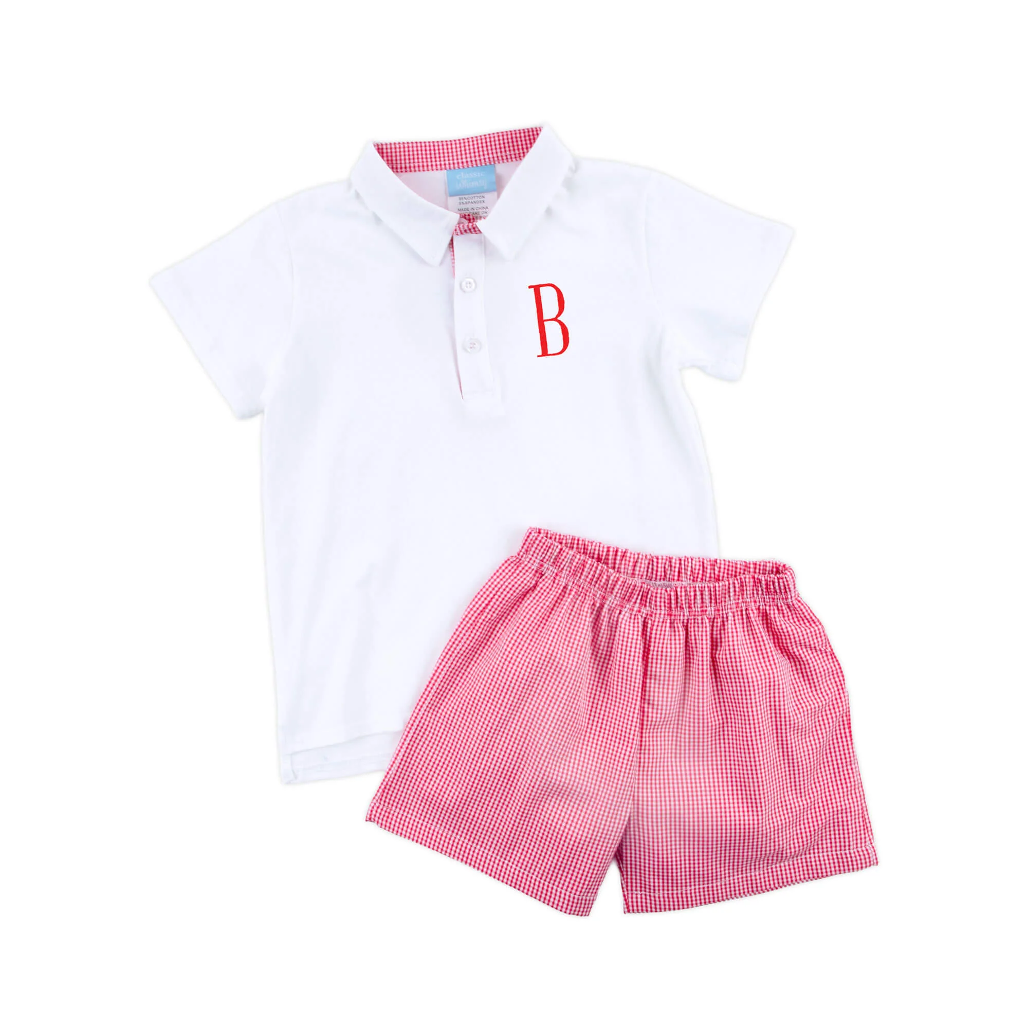 Red Gingham Polo Short Set - Image 2