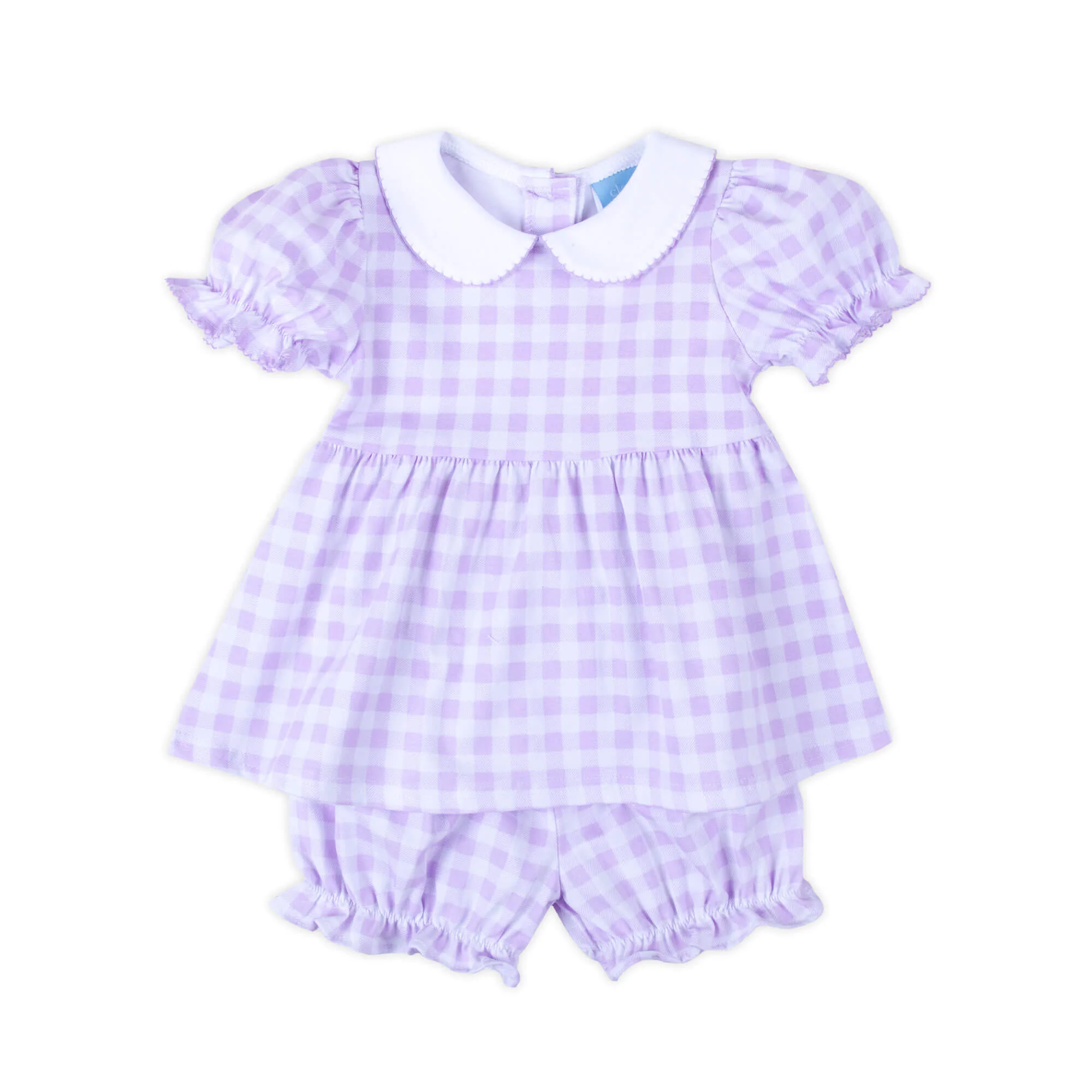 Riley Gingham Knit Bloomer Set Lavender - Image 3