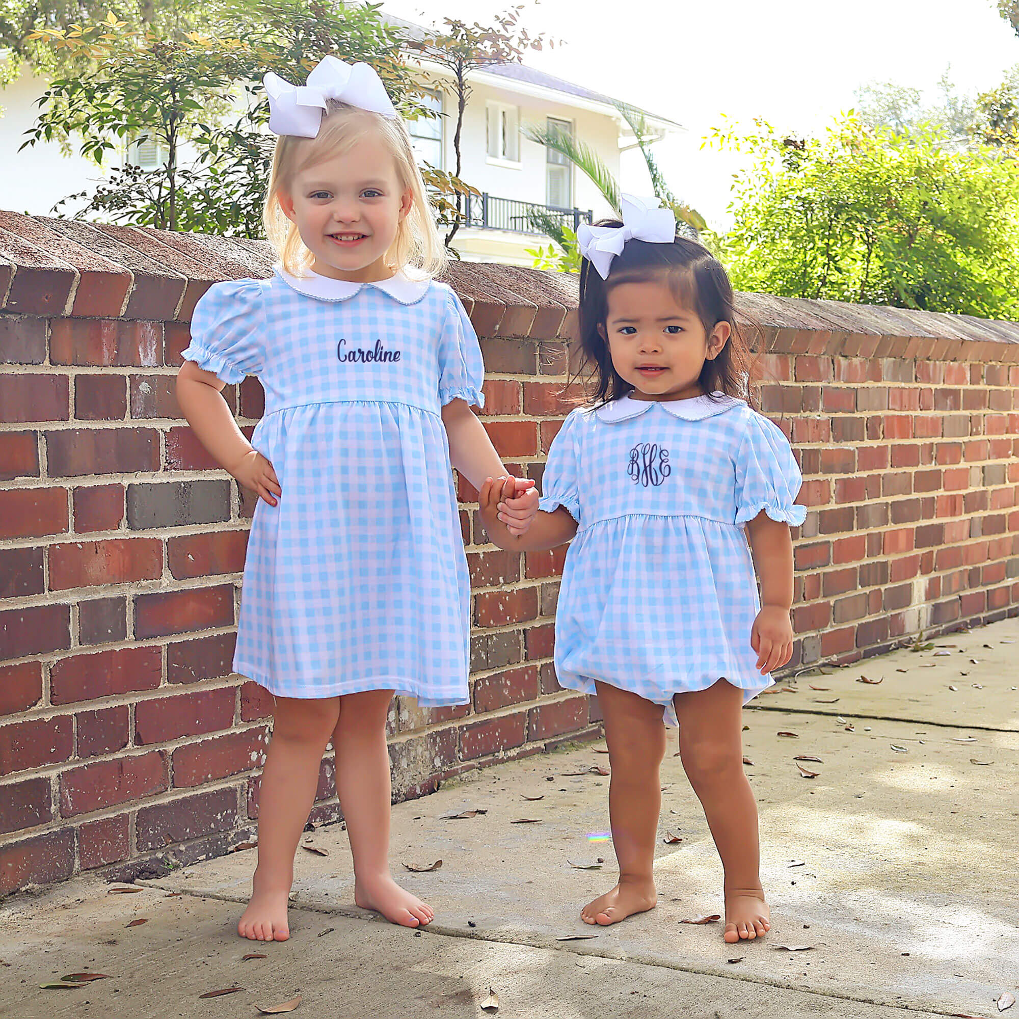 Riley Gingham Knit Bubble Blue - Image 3