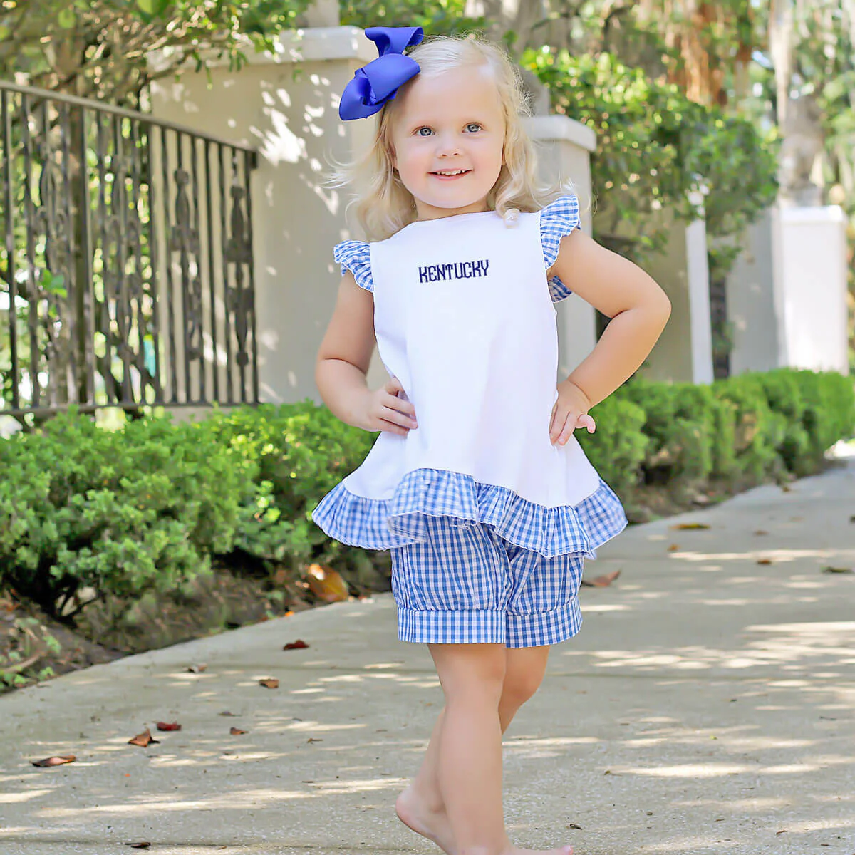 Royal Blue Gingham Tie Back Short Set