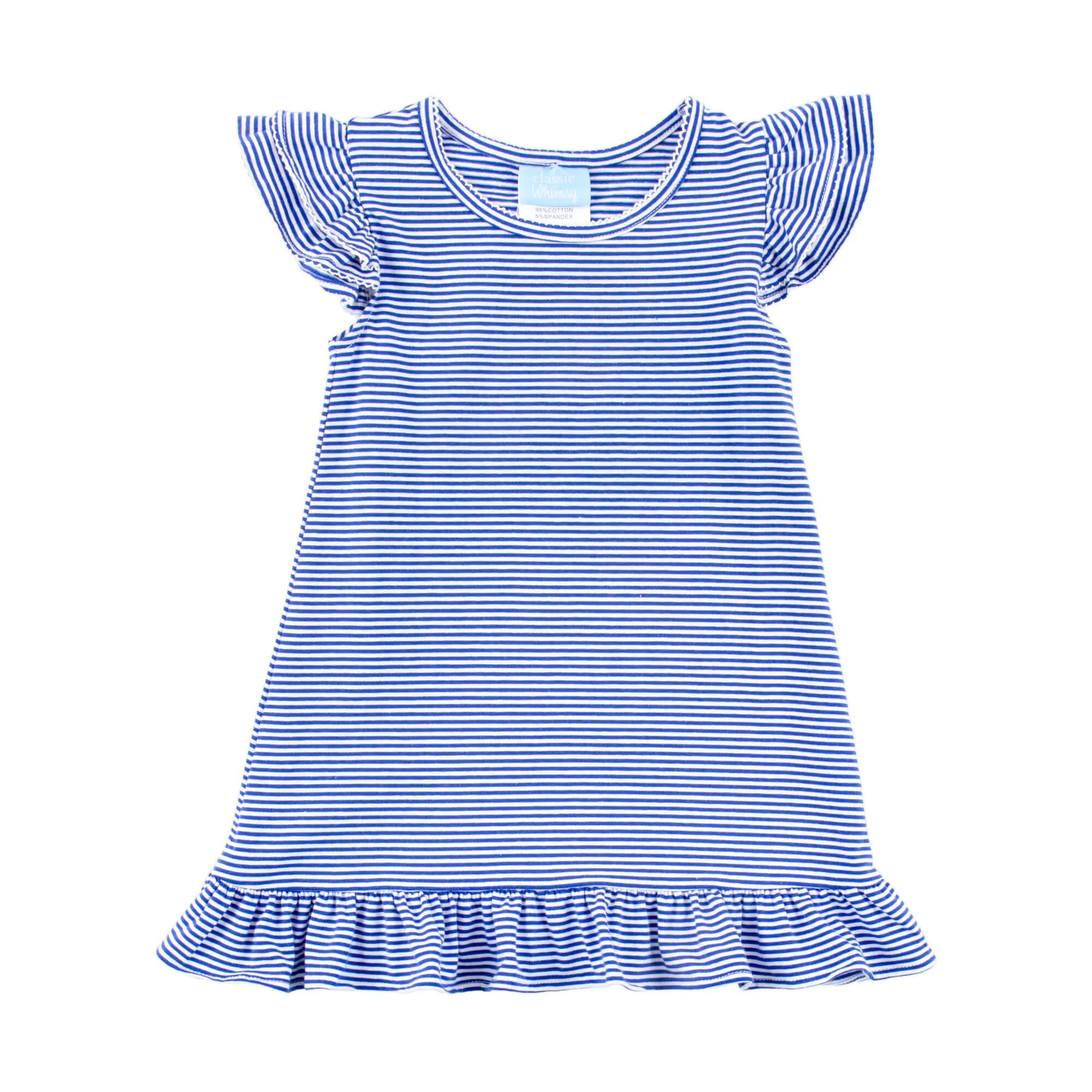 Milly Stripe Ruffle Dress Royal - Image 3