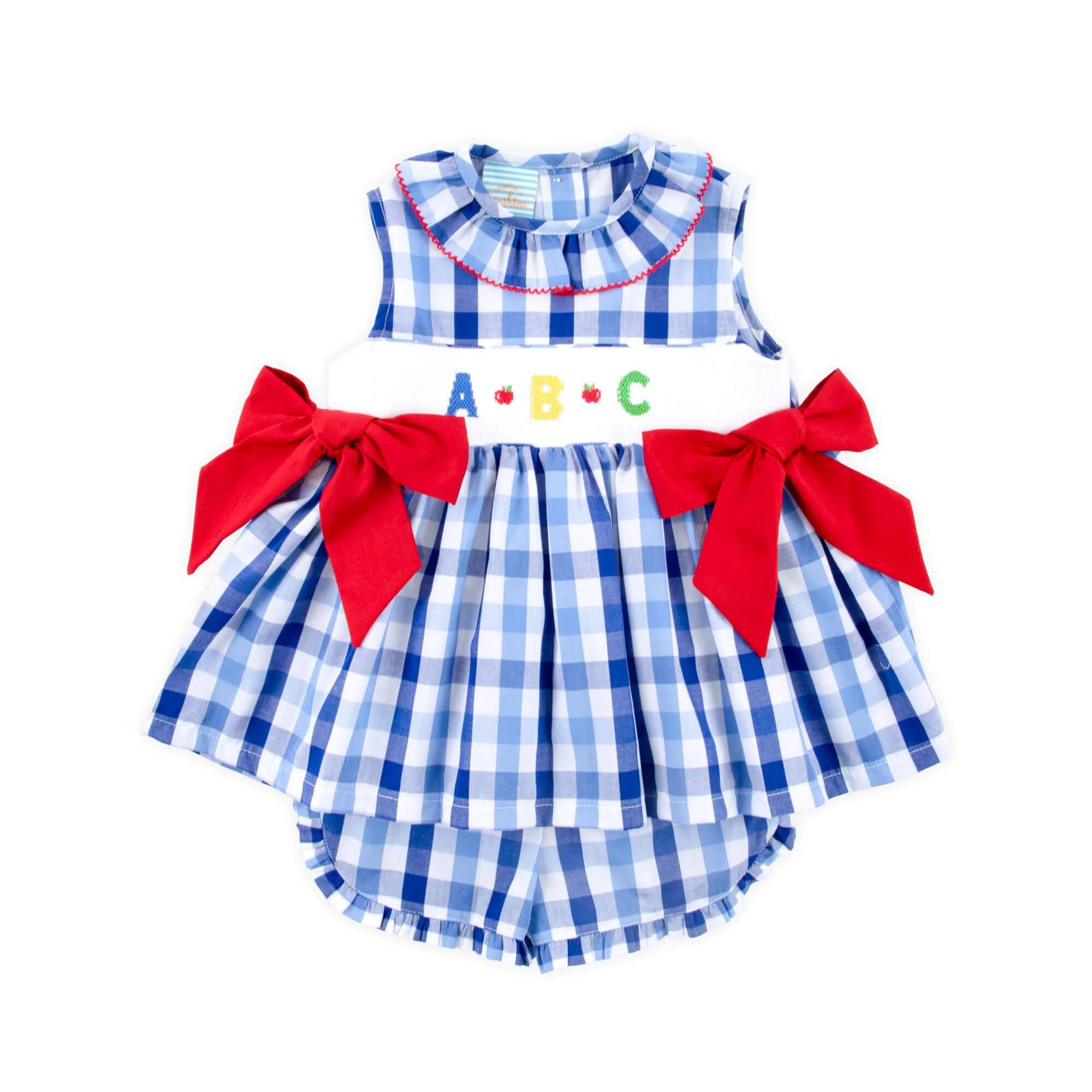 School Ready Smocked Blue Plaid Beverly Short Set - Image 2