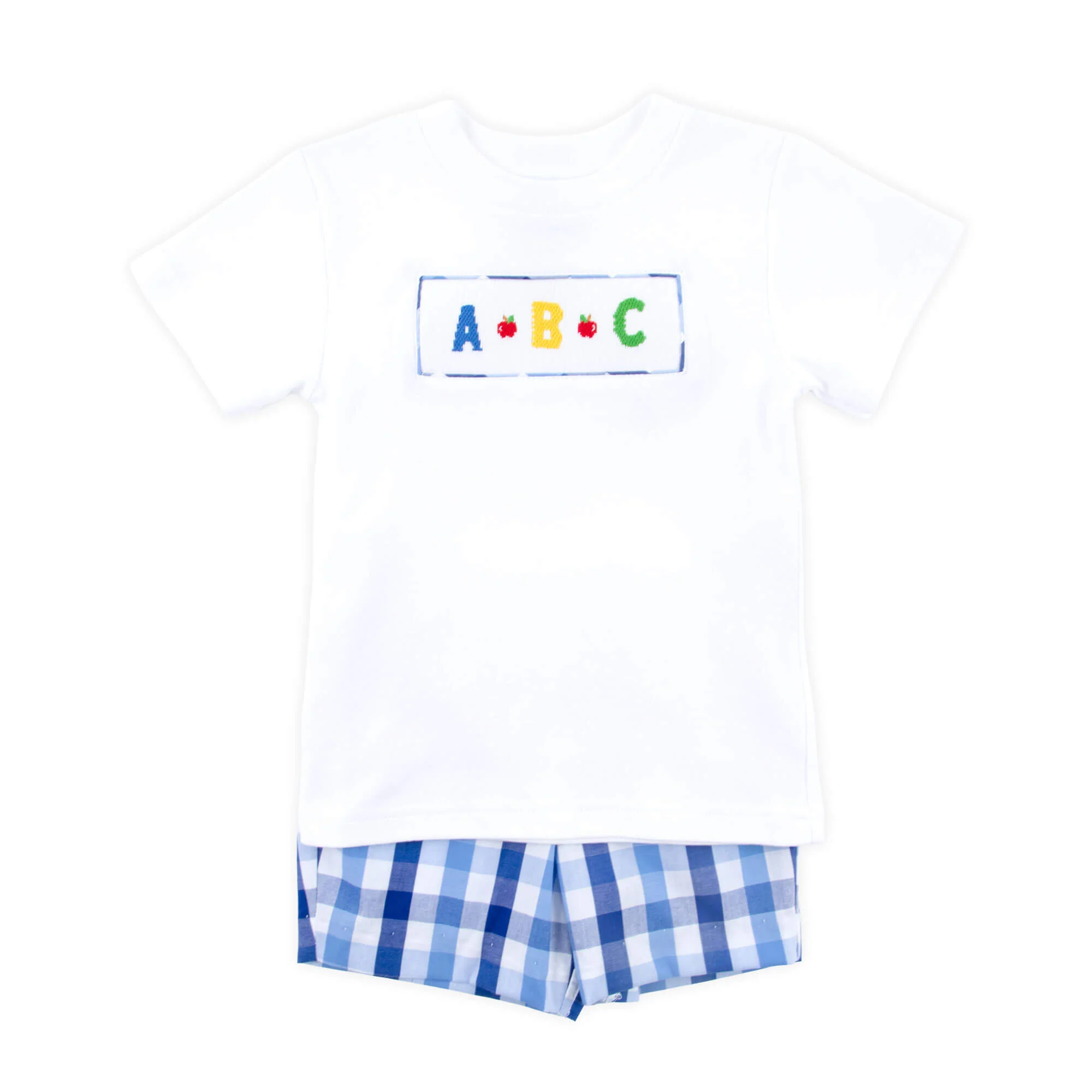 School Ready Smocked Blue Plaid Short Set