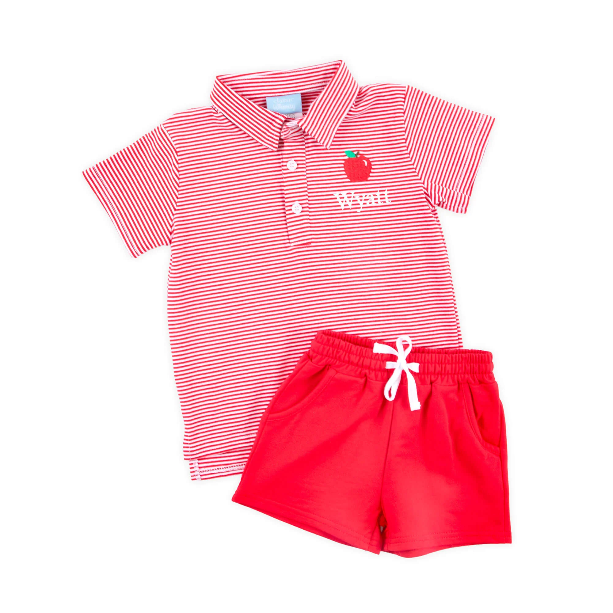 Sharp Student Red Stripe Polo Short Set - Image 2