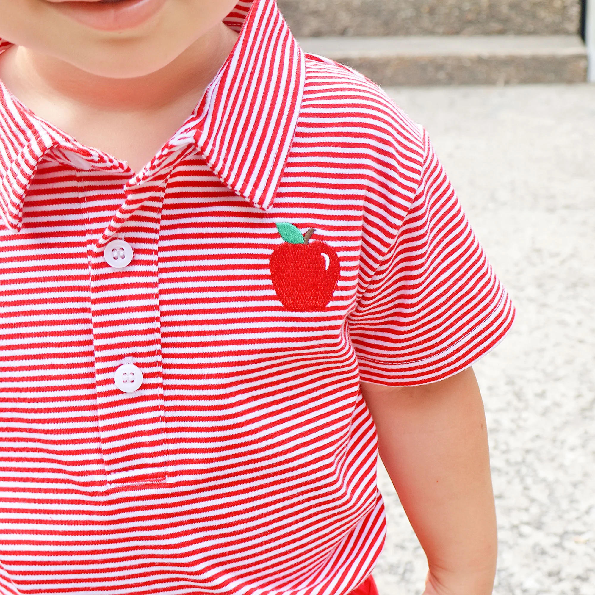 Sharp Student Red Stripe Polo Short Set - Image 3