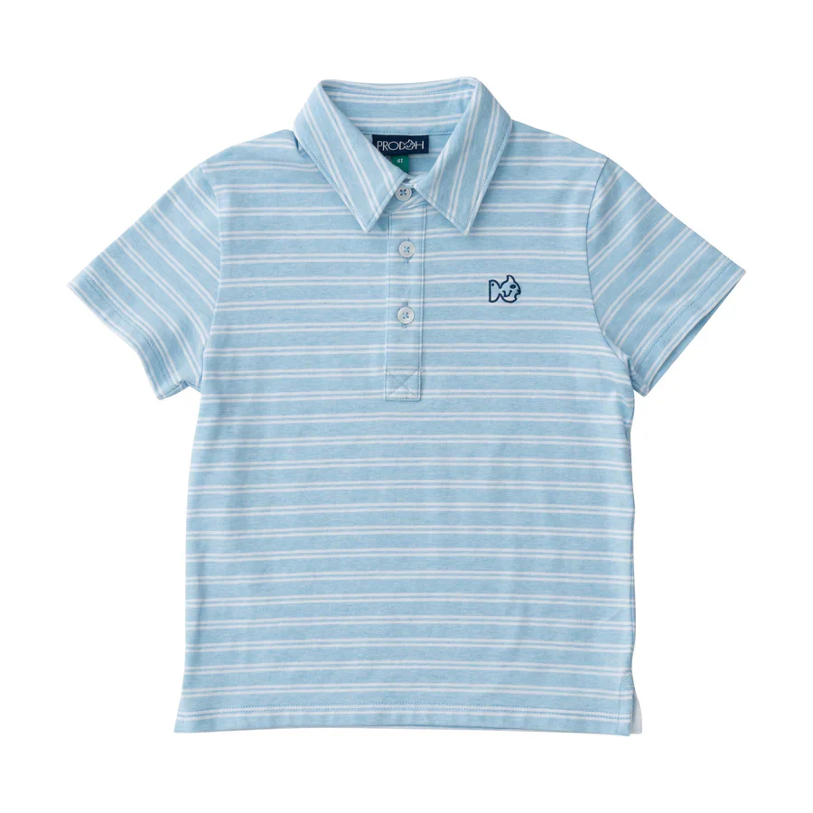 Clear Sky Stripe Short Sleeve Performance Polo