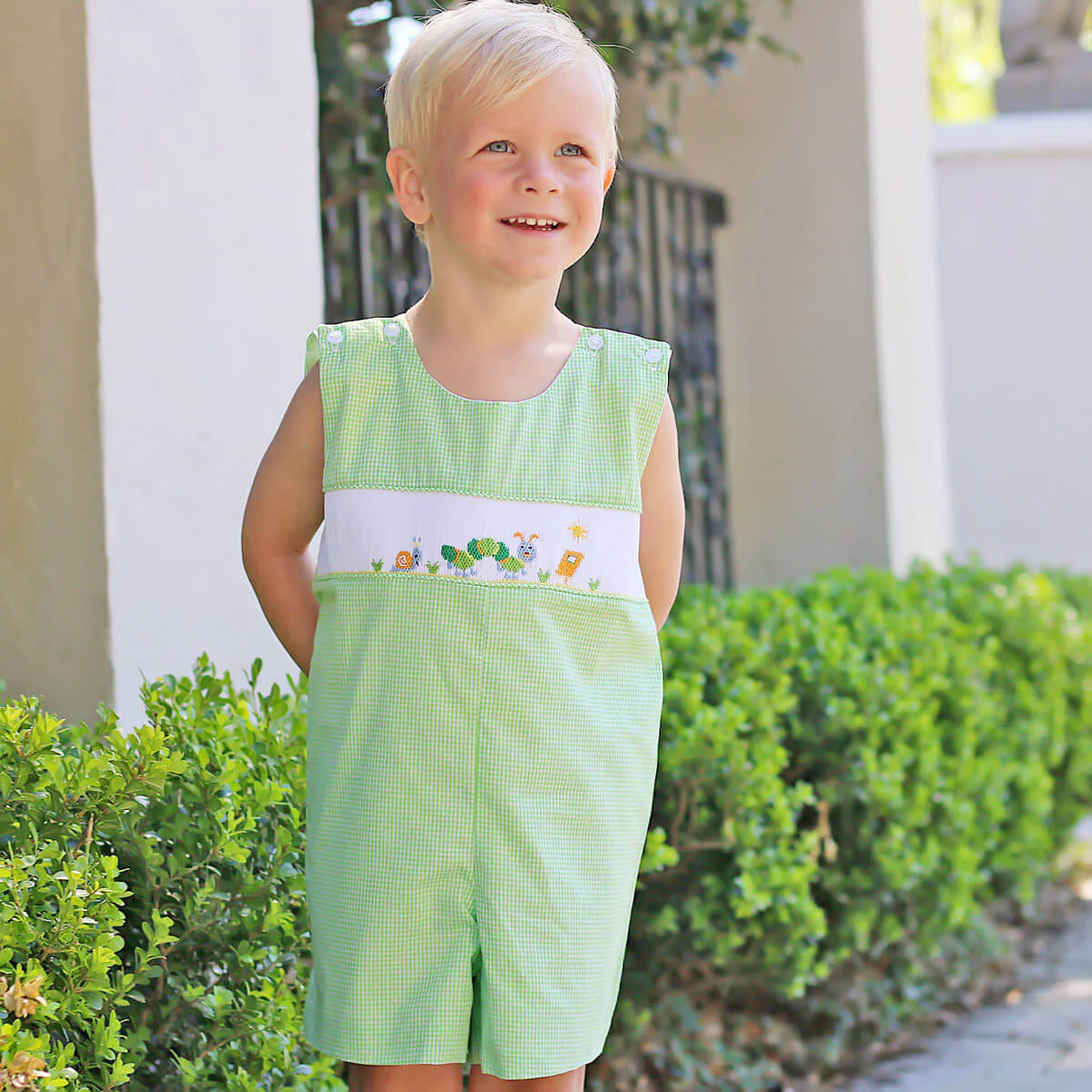 Spring Caterpillar Smocked Lime Green Jon Jon