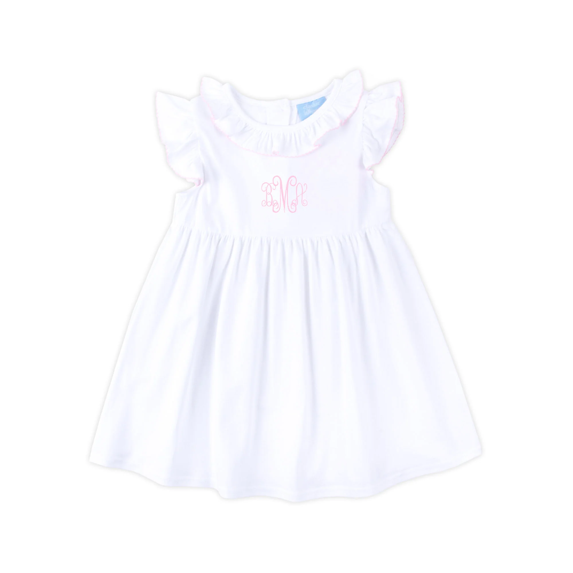 Colette Ruffle Collar White Knit Dress