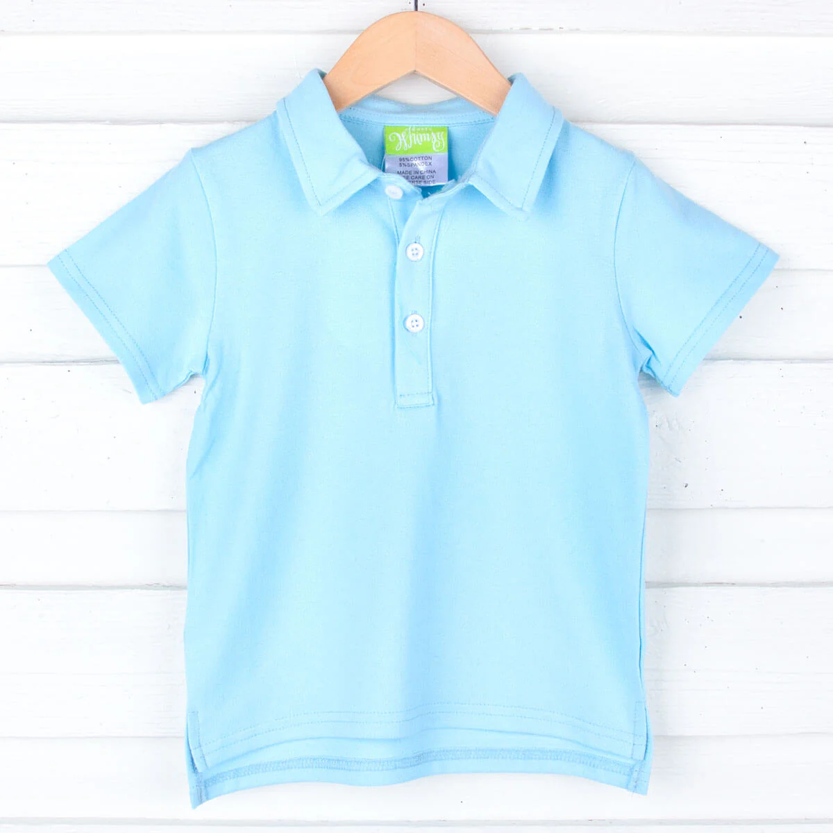 Solid Pique Polo Shirt Blue - Image 4