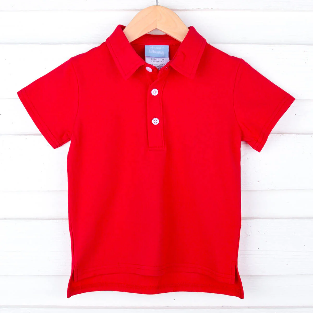 Solid Pique Polo Shirt Red - Image 2