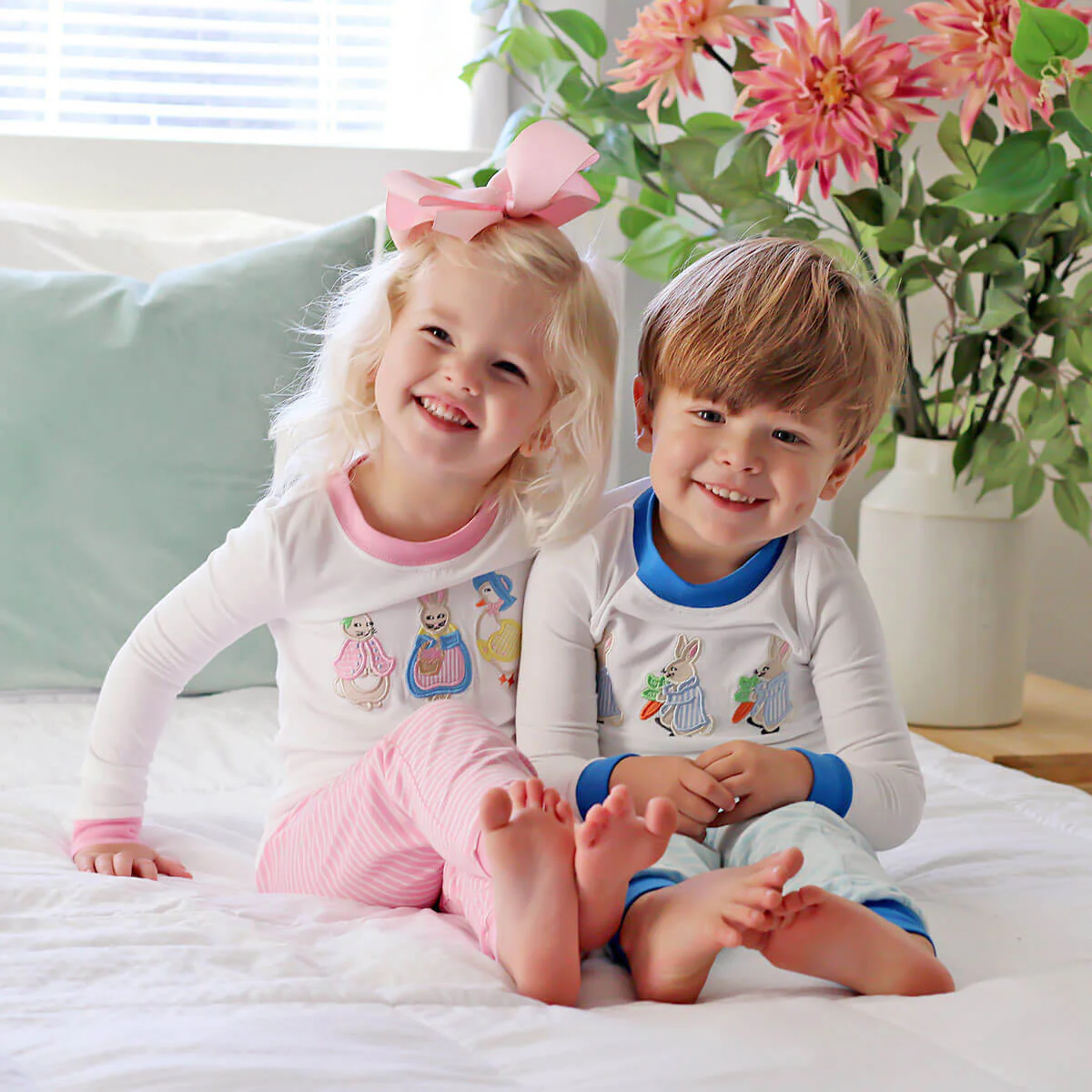 Storybook Rabbit Pink Stripe Pajamas - Image 5