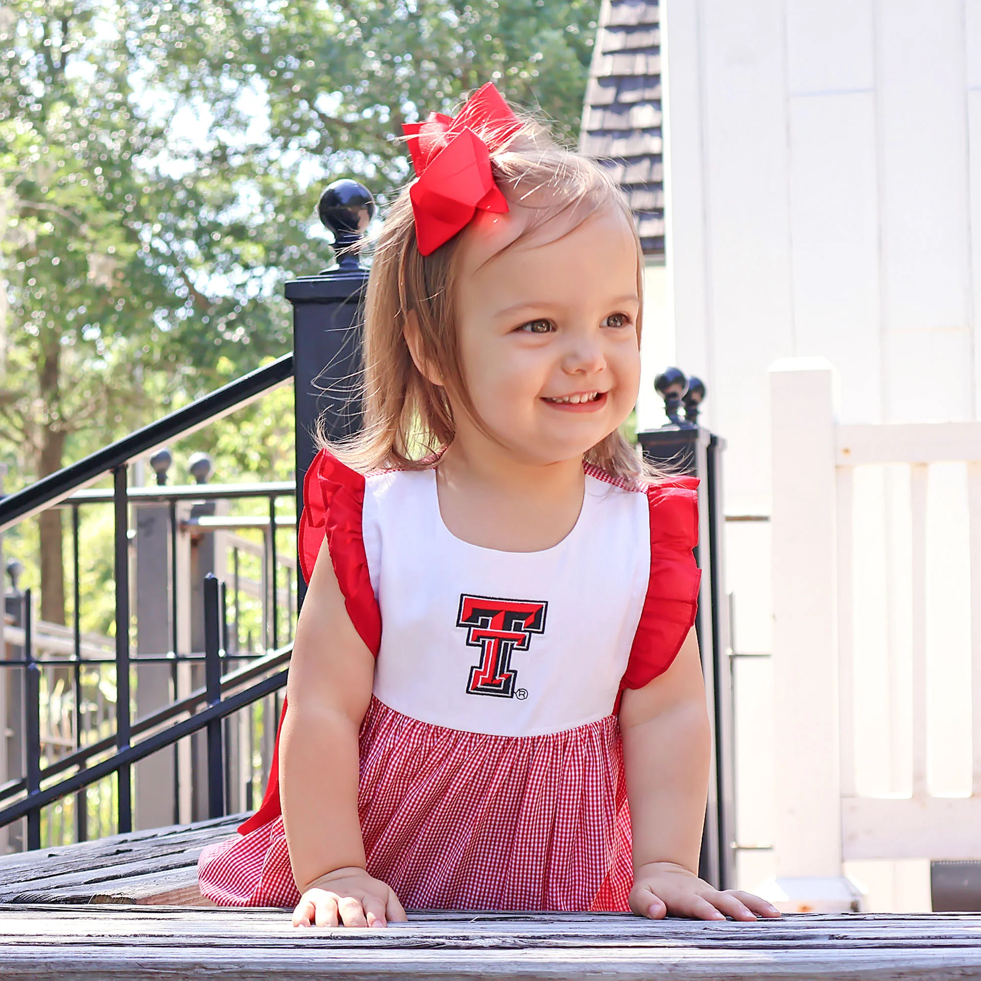 Texas Tech Embroidered Red Gingham Bubble - Image 2