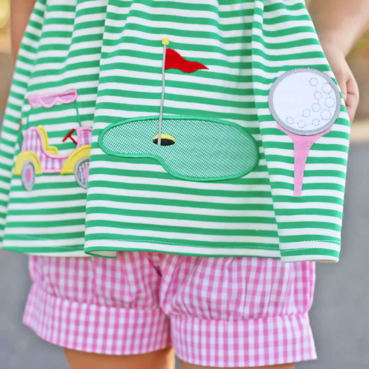Green and Pink Golf Tie Strap Short Set - Image 4