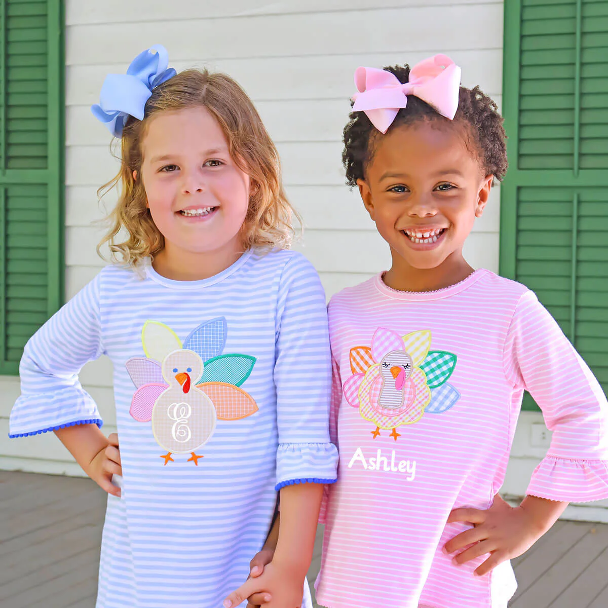 Turkey Applique Pink Stripe Milly Legging Set - Image 5