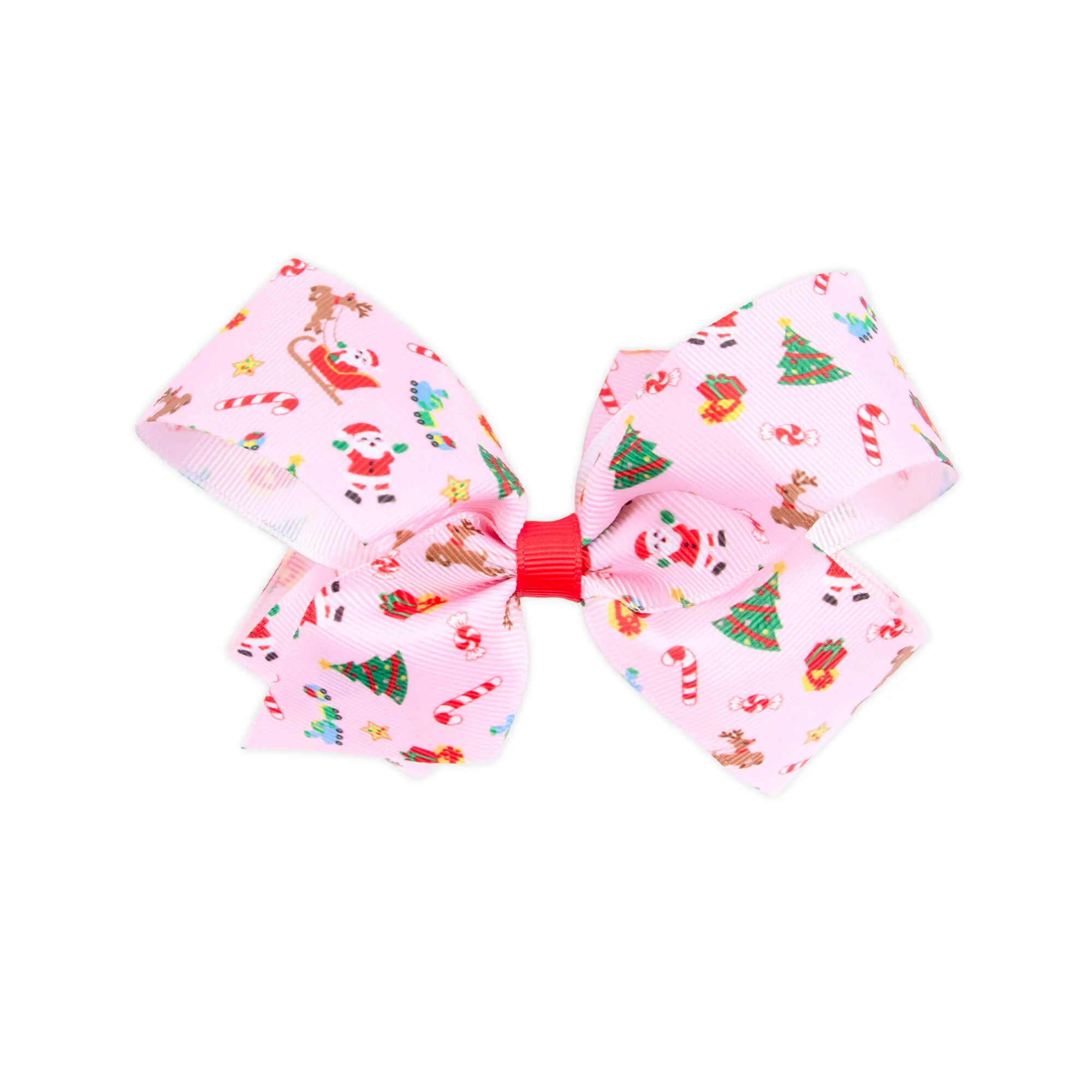 We Believe In Santa Pink Print Hair Bow