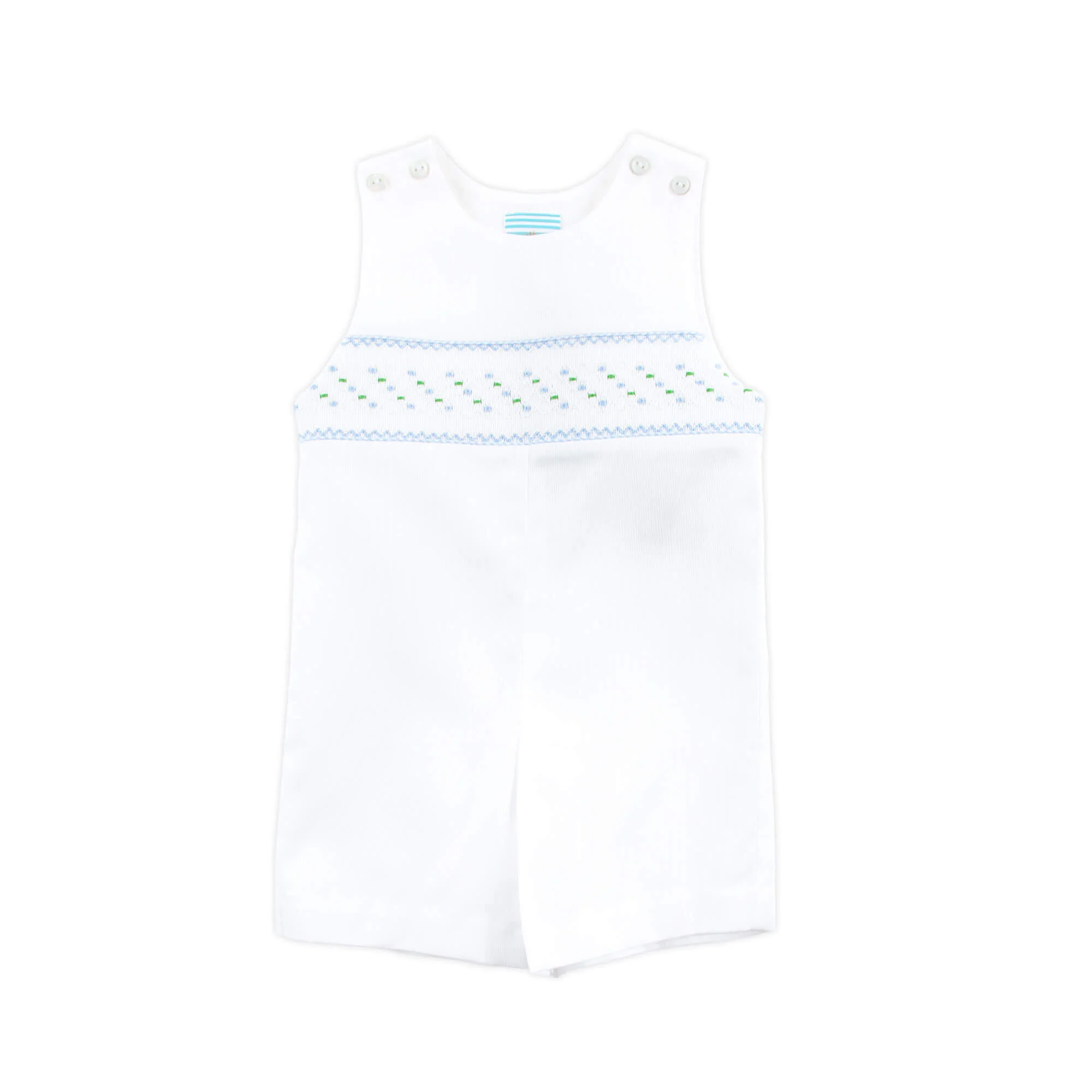 White Geometric Smocked Jon Jon