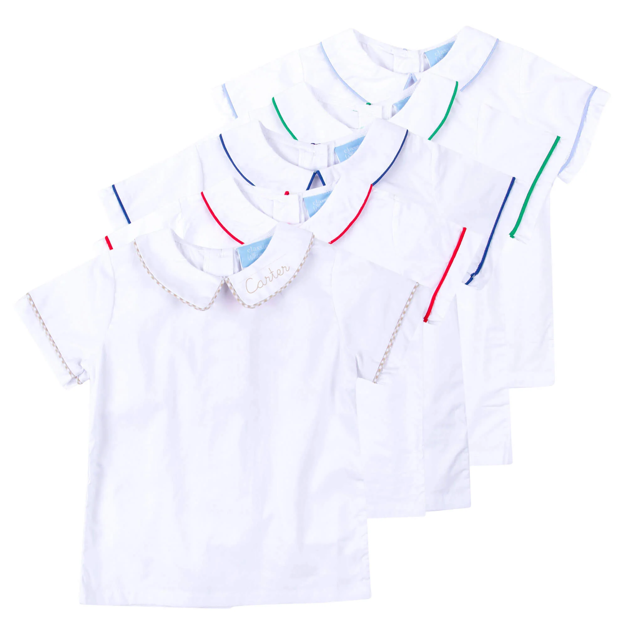 White Short Sleeve Undershirt With Tan Trim - Image 5